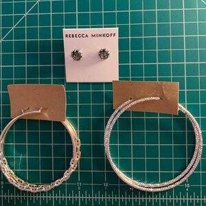 Silver tone Hoop and Stud Earrings set